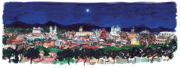 Panorama di Roma dal Gianicolo by night - cm 31,5x10,5 - € 65