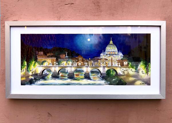 san pietro e ponte sant'angelo by night - cm 44x18 - € 250