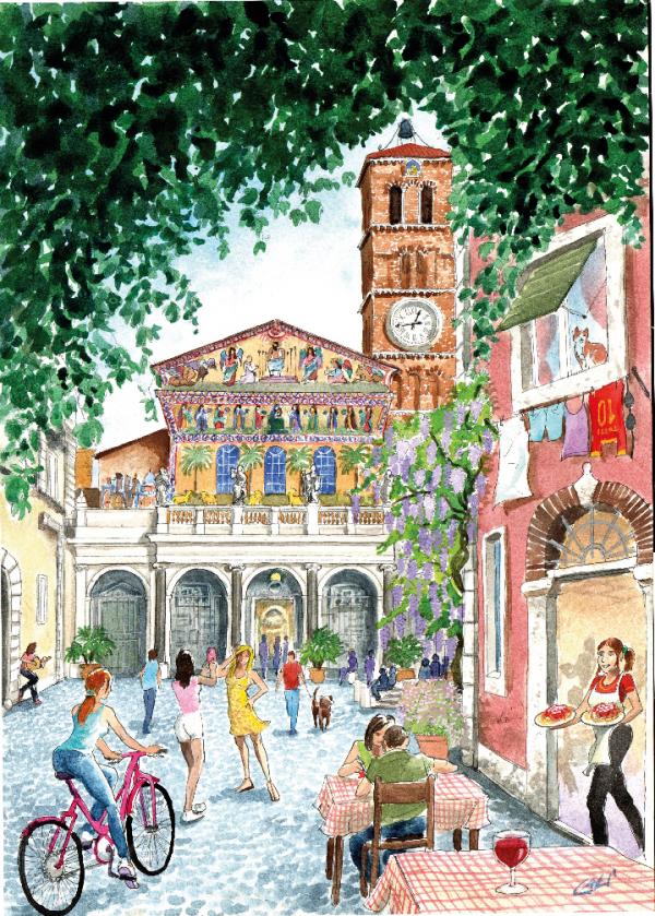 Santa Maria in Trastevere - cm 26x36 - € 180,00