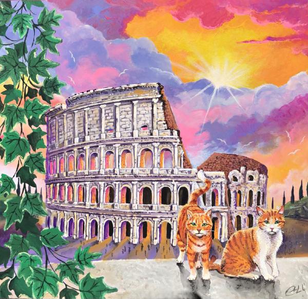 i gatti del Colosseo - acrilici su tavola cm 30x30 - € 180,00