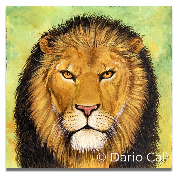 leone - acrilici su legno, mm 10 - cm 20x21,5 - € 50