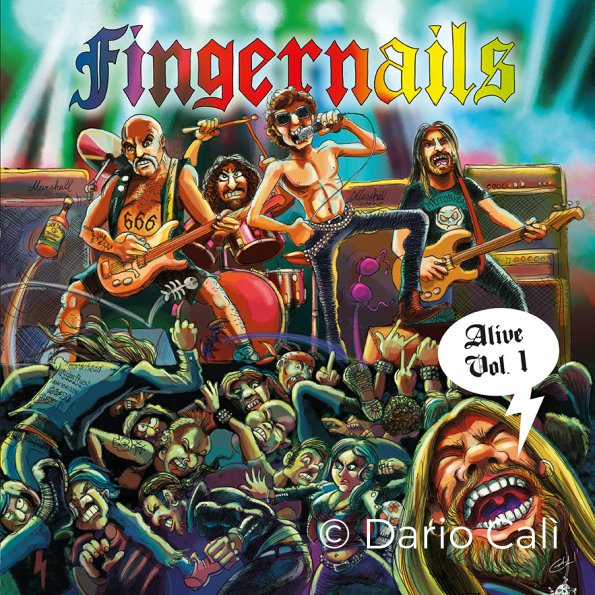 FINGERNAILS ALIVE VOL.1 - cover LP e CD - Ace Records Roma e Metal Zone Italia - 2023
